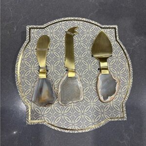 Cost Plus World Market Gold and Agate Cheese Knives